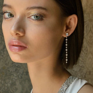 Pendientes de plata finos largos con circonitas de Salvatore Plata 136A0759 chica