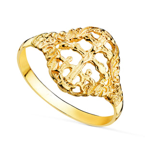 Anillo de oro 18k cruz de Caravaca con cerco