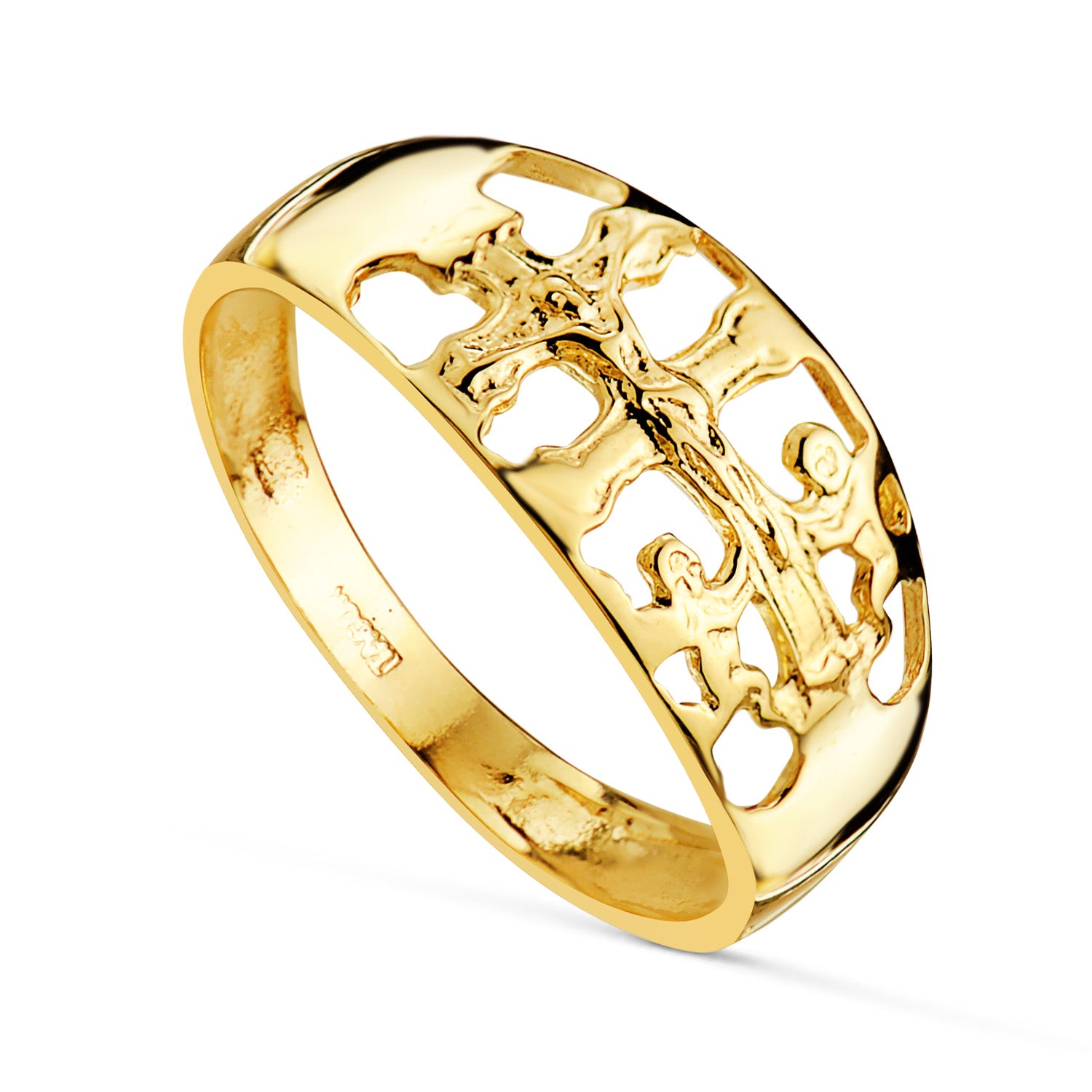 Anillo 18k oro cruz de Caravaca ancho