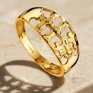 Anillo 18k oro cruz de Caravaca ancho