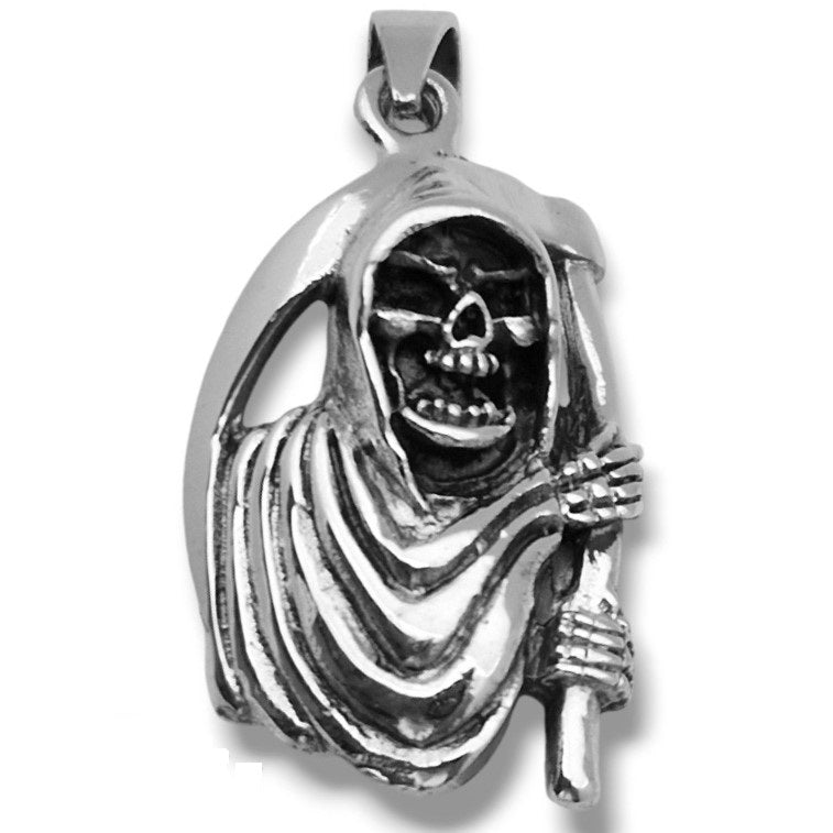 Colgante de plata de ley 925 santa muerte con guadaña