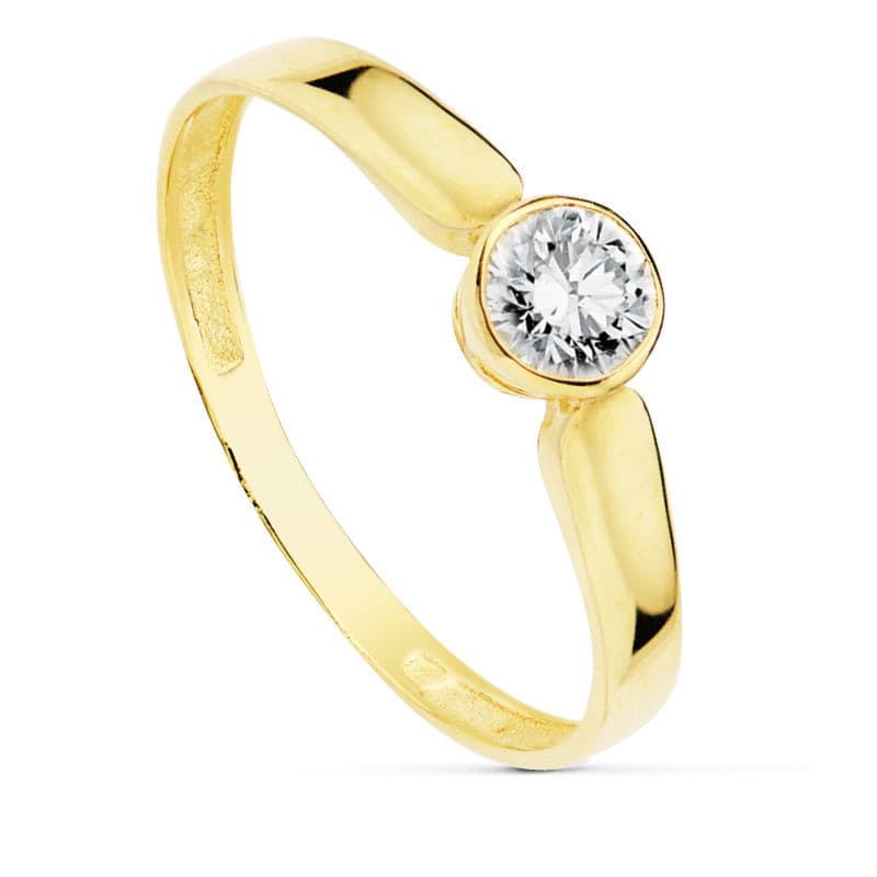 Anillo solitario oro 18k con circonita en chatón