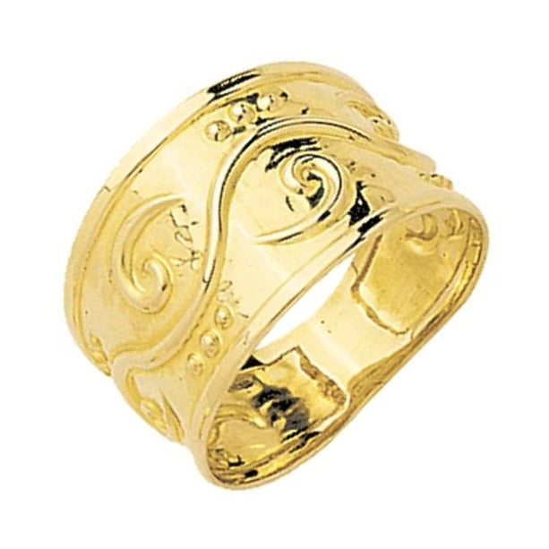 Oro 9k Anillo filigrana ancha