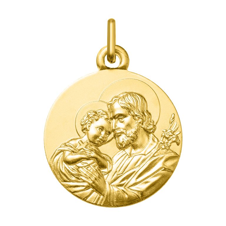 Medalla de San José en oro amarillo de 9 quilates, de 18 mm