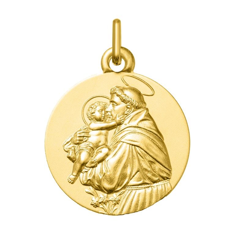 Medalla de San Antonio en oro amarillo de 9 quilates, de 18 mm