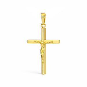 Cruz oro 9k bisel con Cristo - vista frontal