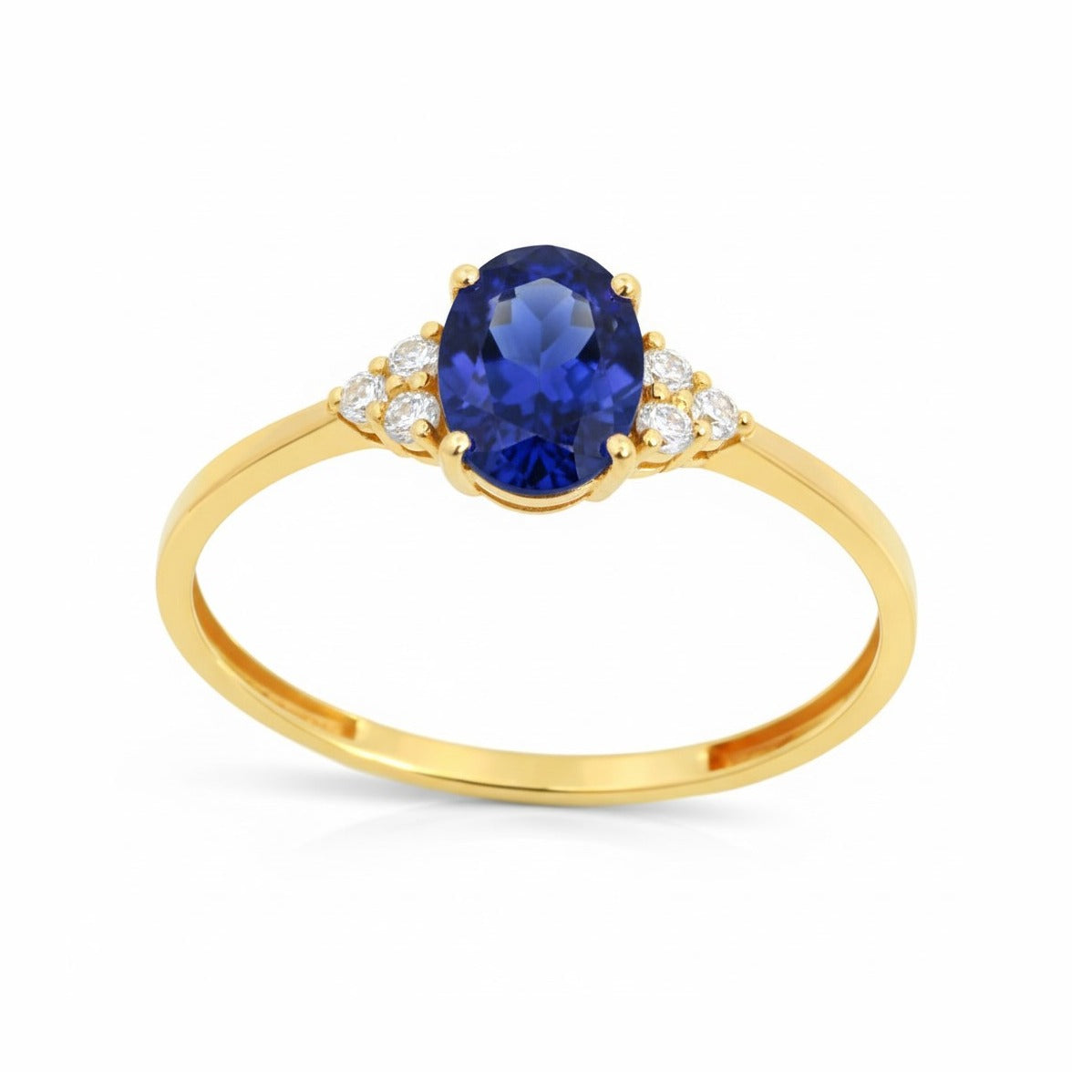 Anillo oro 9 quilates nanozafiro 7x5 mm - vista frontal