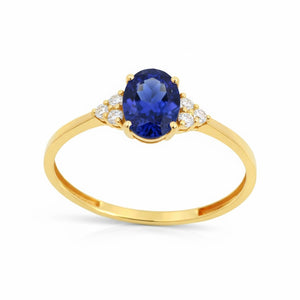 Anillo oro 9 quilates nanozafiro 7x5 mm - vista frontal