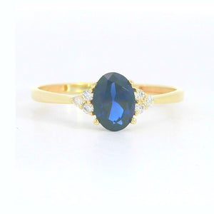 Anillo oro 9 quilates nanozafiro 7x5 mm - vista lateral
