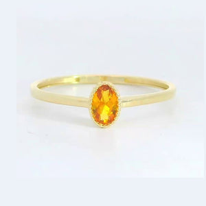 Anillo oro 9 quilates circonita oval citrino 6x4 mm - vista lateral