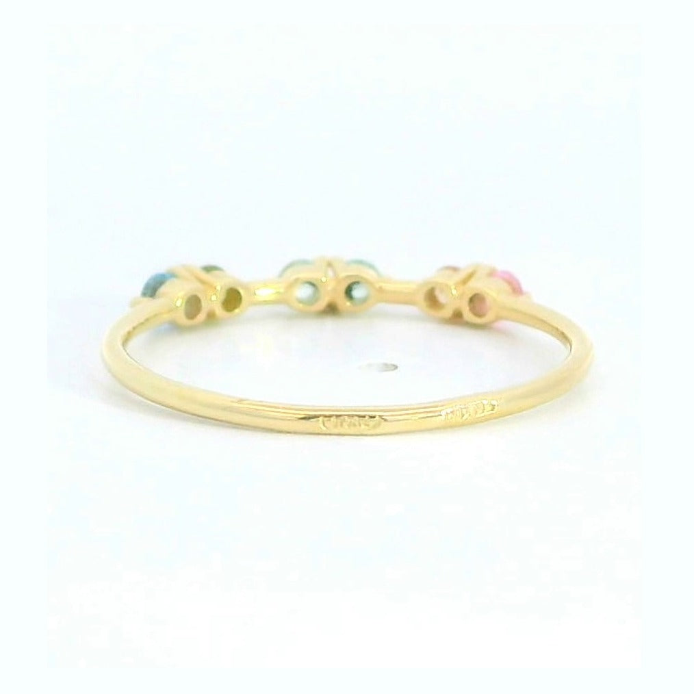 Anillo oro 9k circonitas colores pastel - vista lateral