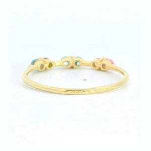 Anillo oro 9k circonitas colores pastel - vista lateral