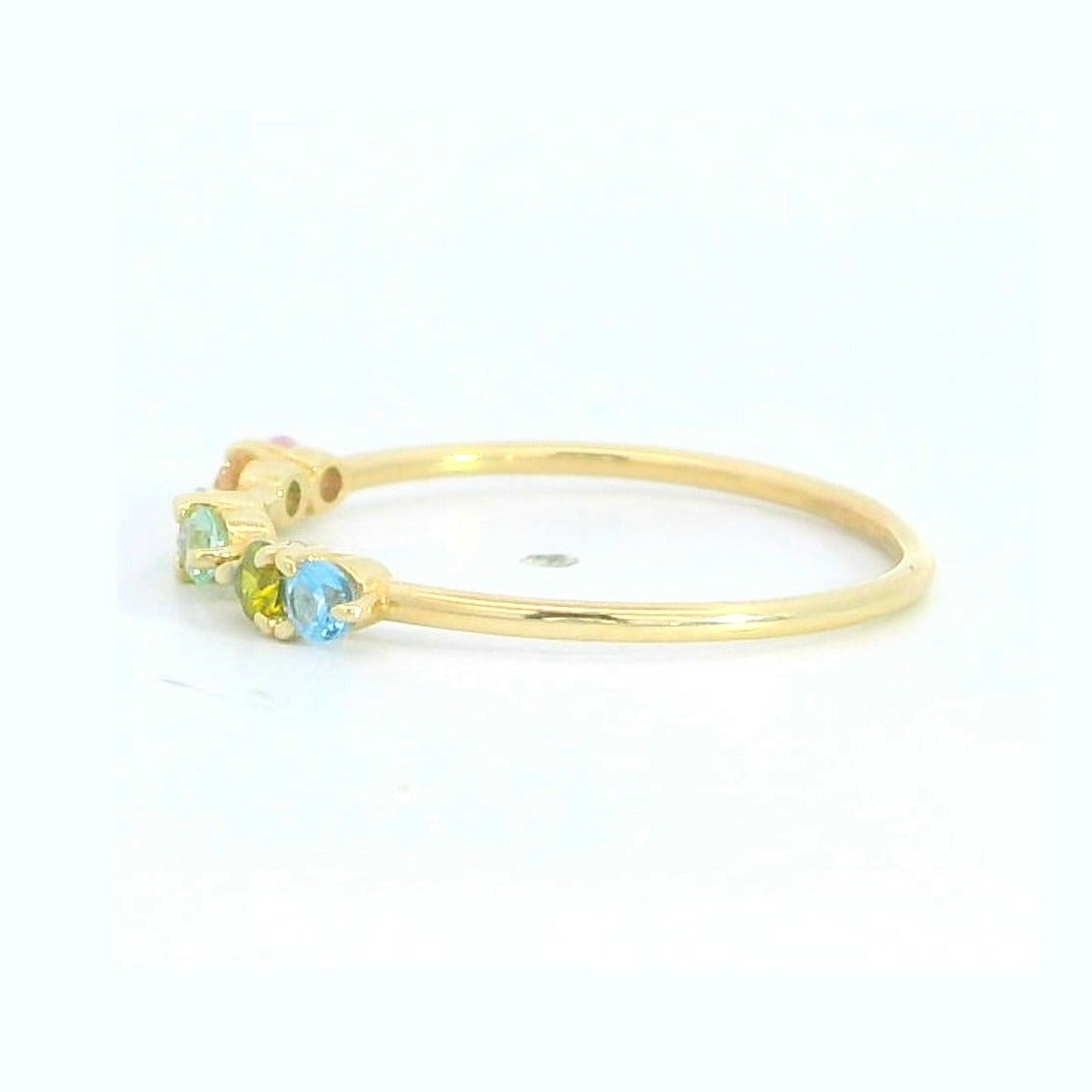 Anillo oro 9k circonitas colores pastel - vista superior