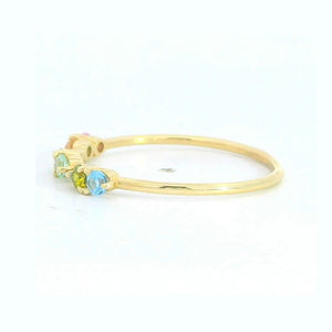 Anillo oro 9k circonitas colores pastel - vista superior