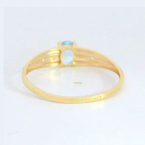 Anillo oro 9k circonita agua marina 5x4mm - vista superior