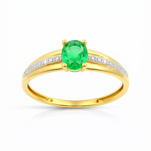 Anillo oro 9k nanoesmeralda 5x4mm - vista frontal