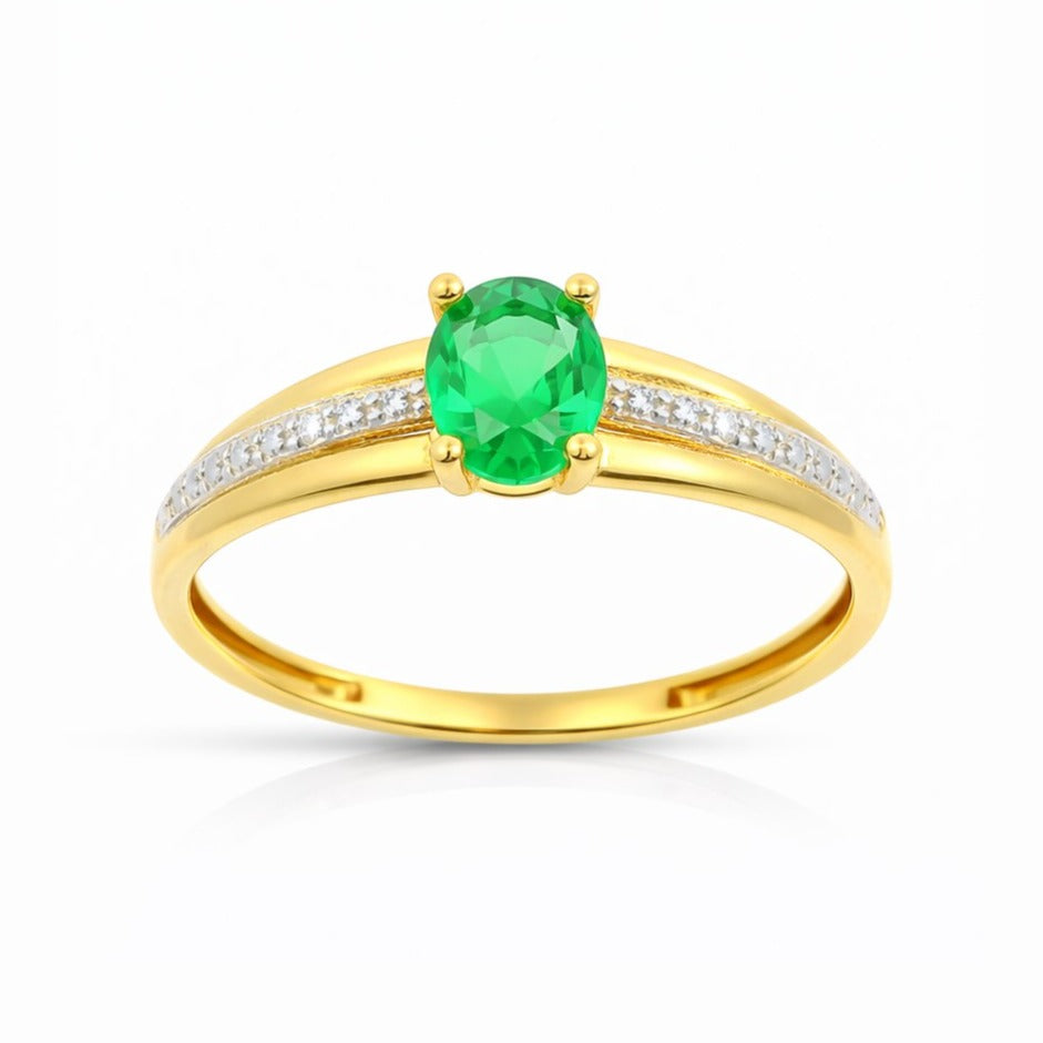 Anillo oro 9k nanoesmeralda 5x4mm - vista frontal