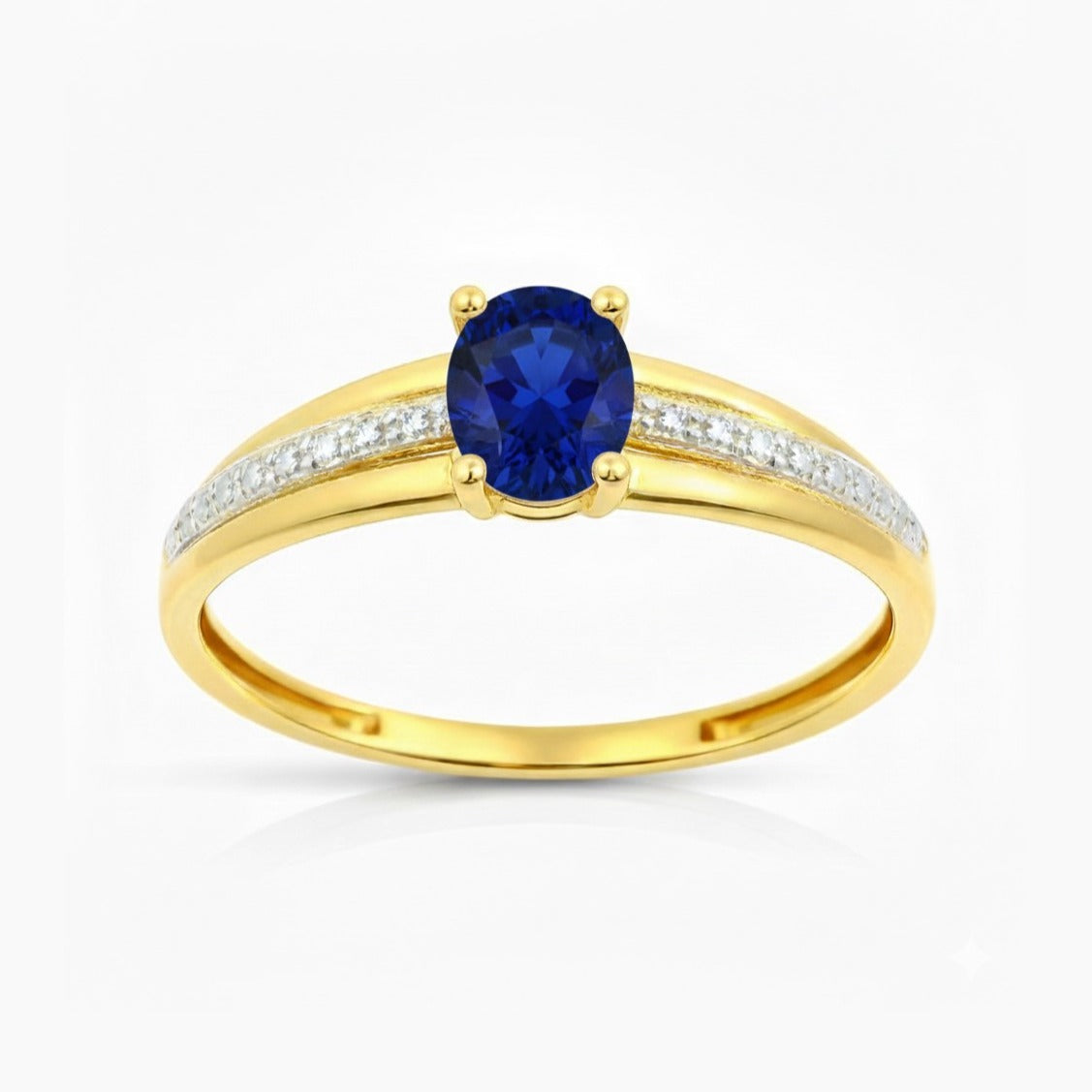 Anillo oro 9k nanozafiro 5x4mm - vista frontal