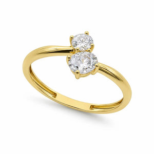 Anillo oro 9k circonitas cruzadas - vista frontal