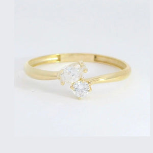 Anillo oro 9k circonitas cruzadas - detalle