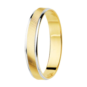Alianza de oro 9 quilates con centro mate y bordes en oro blanco