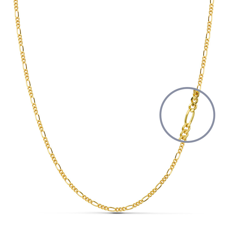 Cadena de oro de ley 9k cartier 3x1 maciza de 50 cm y 1,3 mm de ancho
