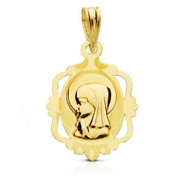 Medalla de la Virgen Niña en oro de ley 9k, oval de 20x14 mm