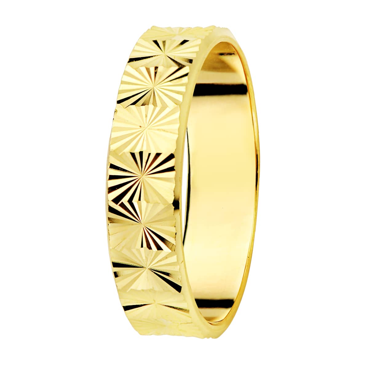 Alianza de oro 9 quilates con dibujo diamantado
