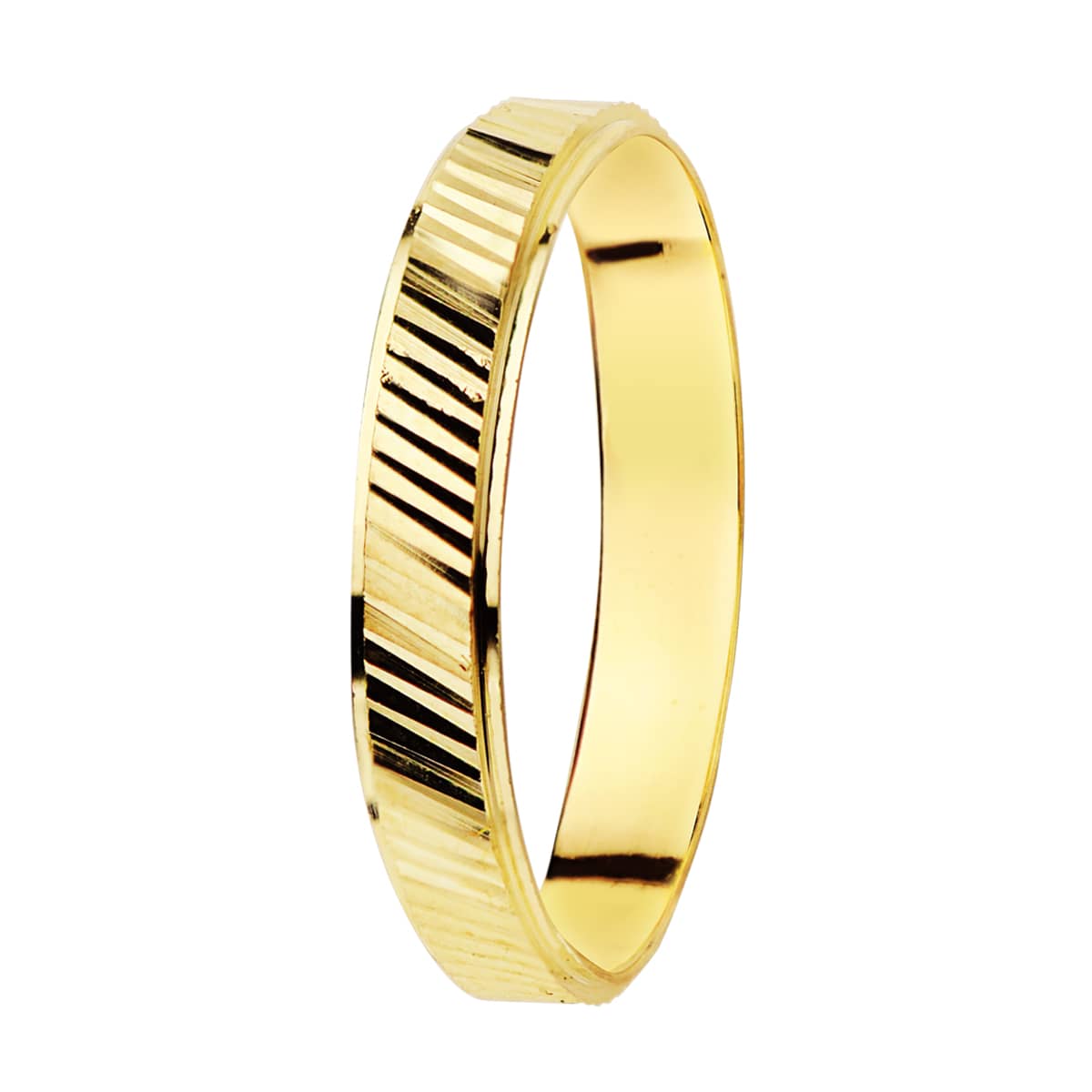 Alianza de oro 9 quilates con franjas talladas