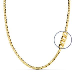 Cadena de oro de ley 9k barbada hueca de 60 cm y 3 mm de ancho