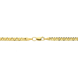 Detalle de cadena de oro de ley 9k barbada hueca de 60 cm y 3 mm de ancho