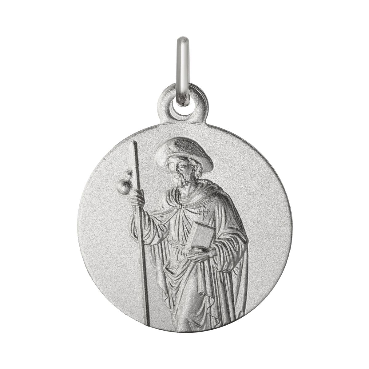 Medalla de Santiago Apóstol peregrino de plata de ley 925, de 18 mm