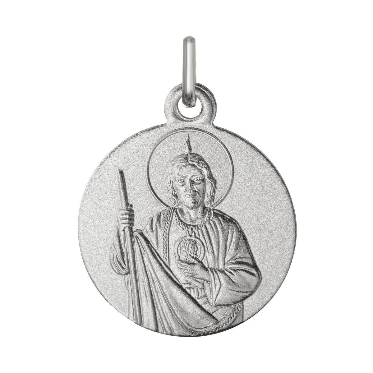 Medalla de San Judas Tadeo de plata de ley 925, de 18 mm