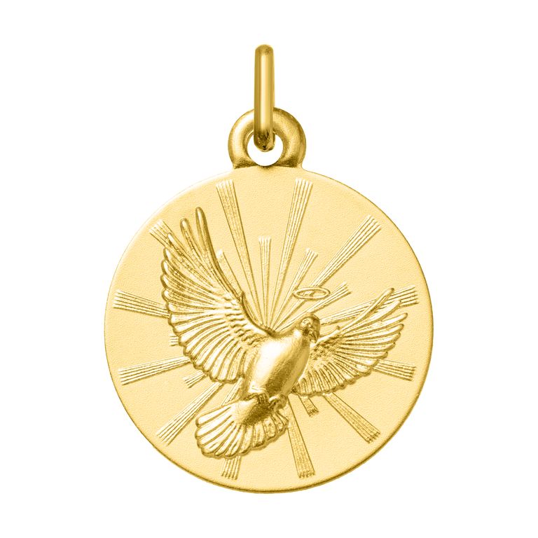 Medalla del Espíritu Santo en oro amarillo de 18 quilates, de 18 mm