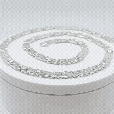 Cadena MACIZA de plata de ley 925 diseño articulado con microengaste de circonitas blancas gif