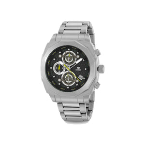 Reloj para hombre Marea, caja de acero inoxidable color plateada de 44 mm, brazalete de acero color plateado, esfera negra con segundero verde lima