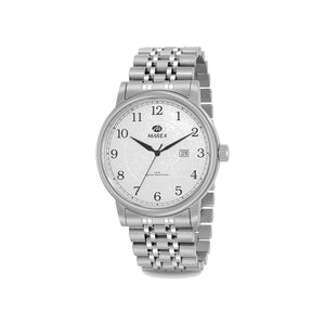 Reloj para hombre Marea, caja de acero inoxidable color plateada de 42 mm, brazalete de acero color plateado, esfera blanca