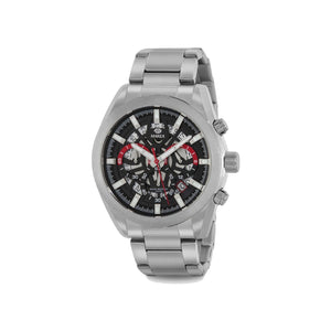 Reloj para hombre Marea, caja de acero inoxidable color plateada de 45 mm, brazalete de acero color plateado, esfera negra