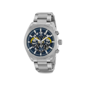 Reloj para hombre Marea, caja de acero inoxidable color plateada de 45 mm, brazalete de acero color plateado, esfera azul marino