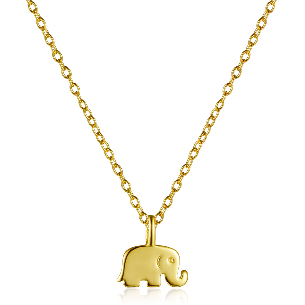 Colgante de elefante en plata de ley 925 con baño de oro, medida 6x10 mm