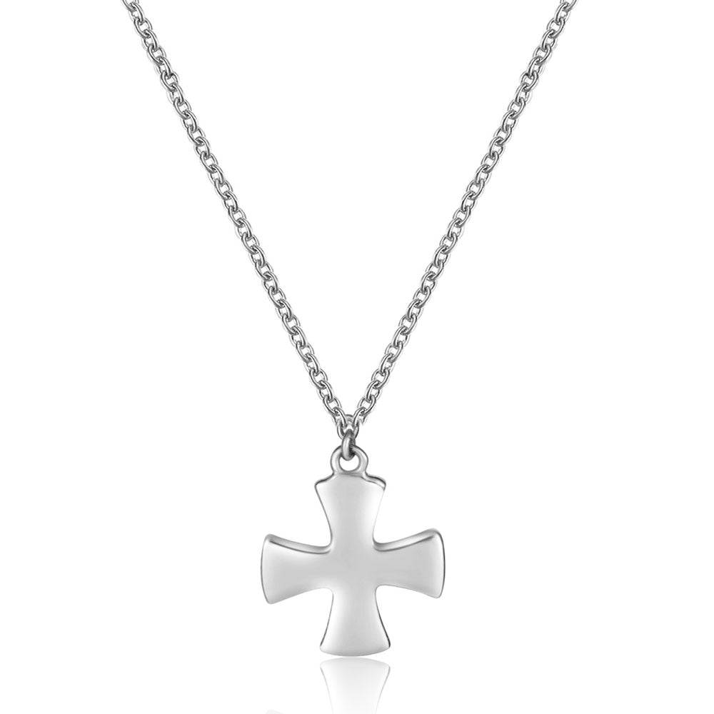 Colgante de cruz de 10 mm en plata de ley 925 rodiada