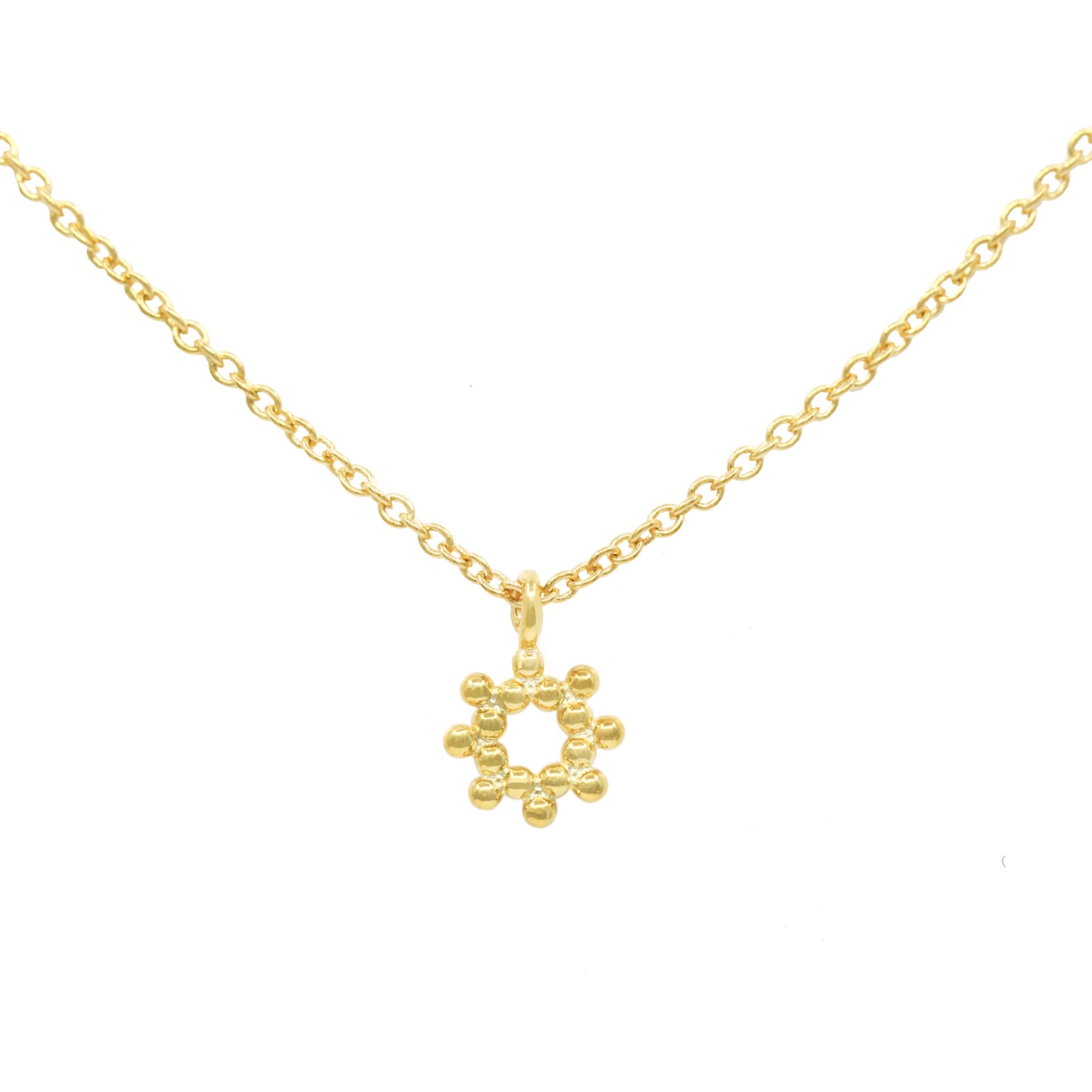 Colgante de sol en plata de ley 925 con baño de oro, cadena 40+5 cm