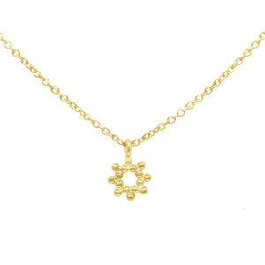 Colgante de sol en plata de ley 925 con baño de oro, cadena 40+5 cm