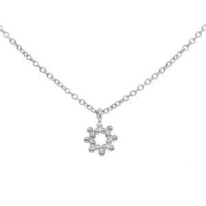 Colgante de sol en plata de ley 925 rodiada, cadena 40+5 cm