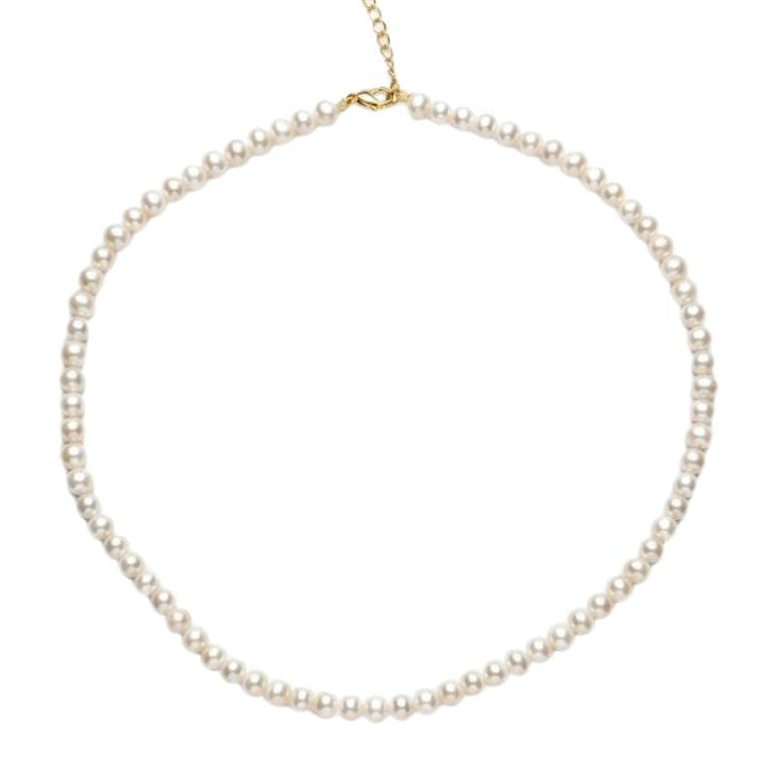 Collar de perlas cultivadas de 5-6 mm en plata de ley 925 con baño de oro de 18k, ajustable de 38 a 42 cm