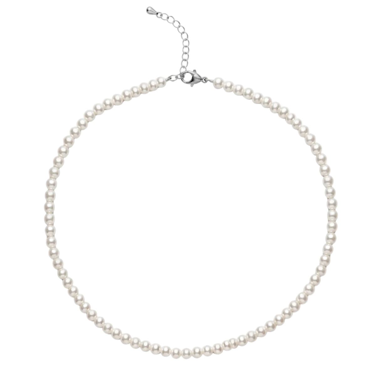 Collar de plata de ley 925 rodiada con perlas cultivadas de 5-6 mm, largo ajustable de 38 a 42 cm
