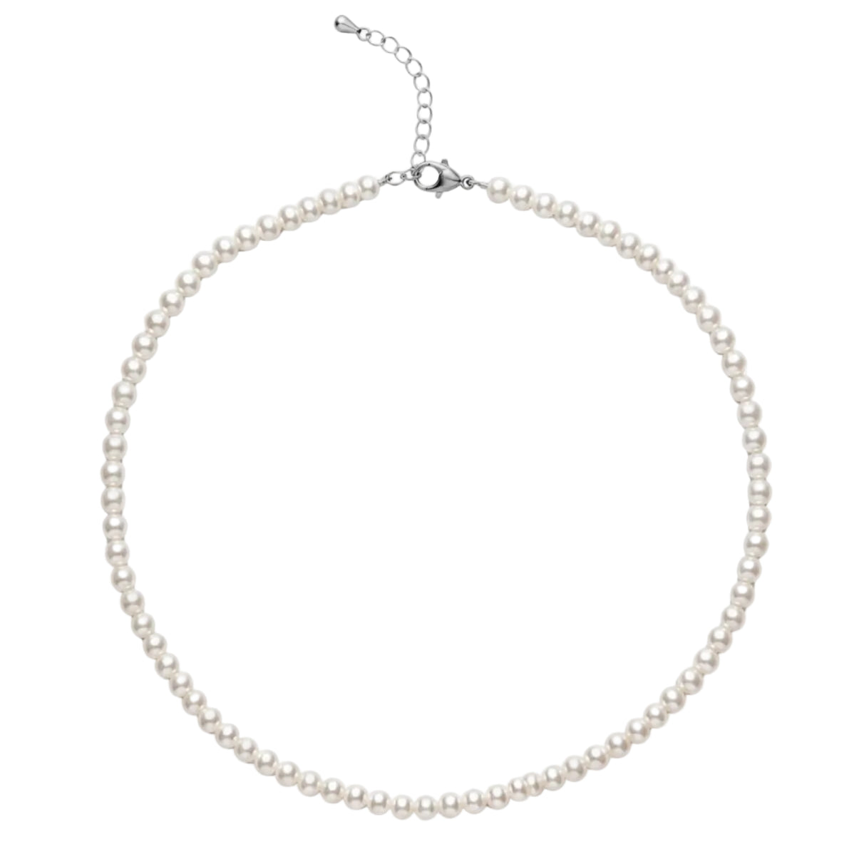 Collar de plata de ley 925 rodiada con perlas cultivadas de 5-6 mm, largo ajustable de 38 a 42 cm