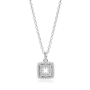 Colgante cuadrado con circonita blanca, plata de ley 925 rodiada, 38+4 mm
