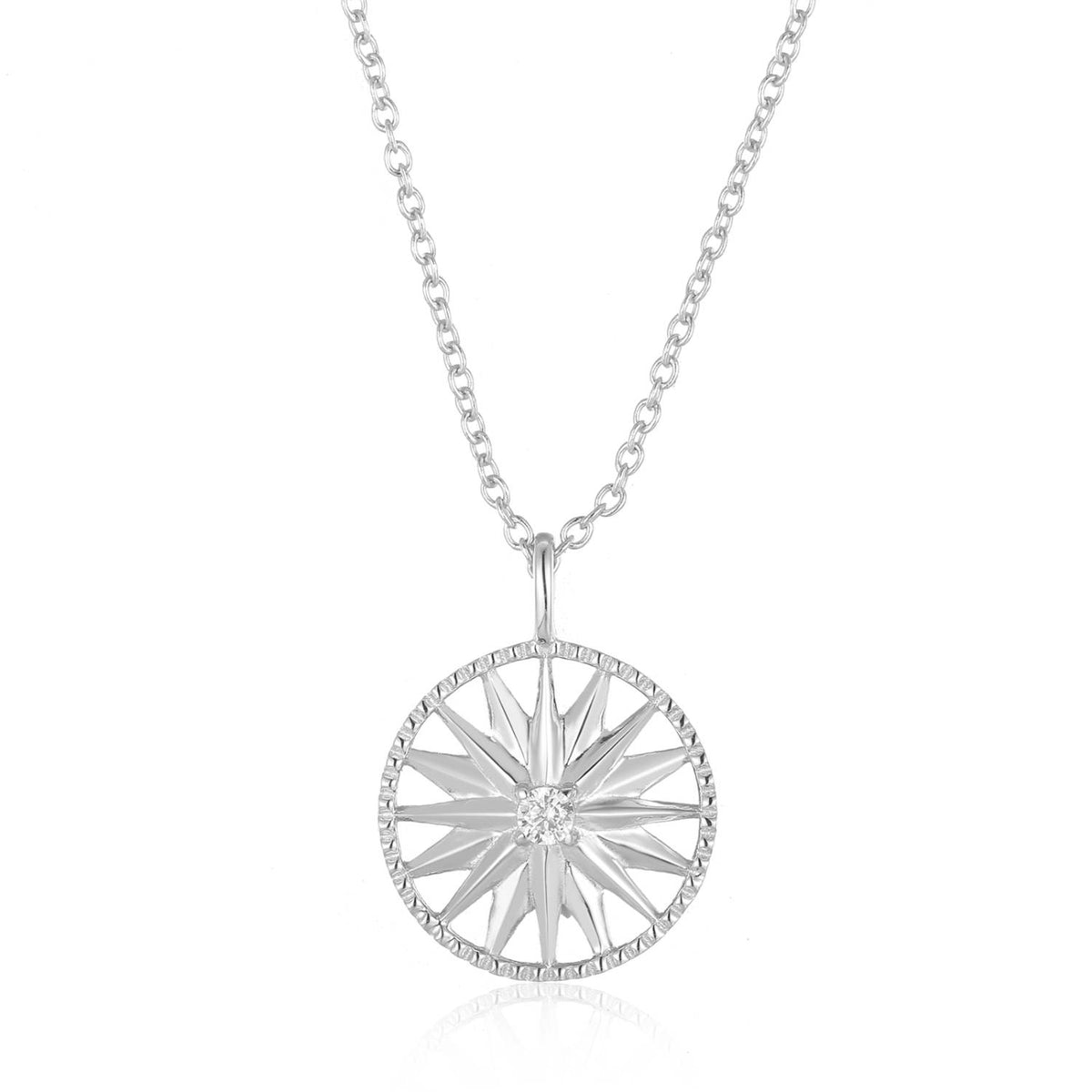Colgante de estrella con circonita blanca, plata de ley 925 rodiada, cadena 38+6 cm
