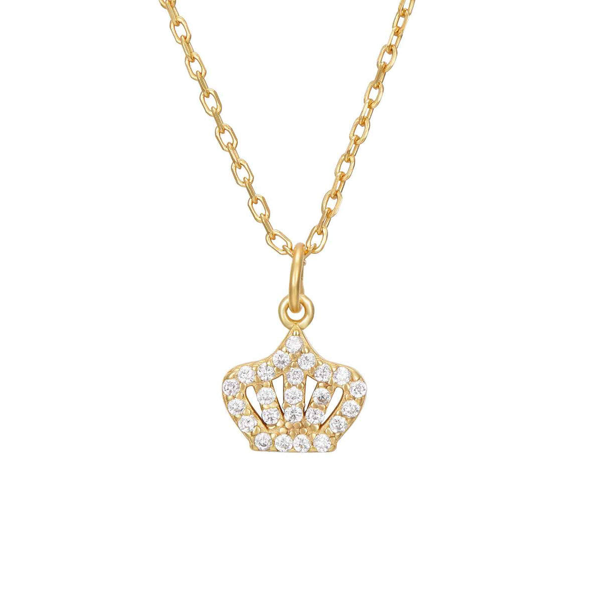 Colgante de corona con circonita, plata de ley 925 con baño de oro, 8x6 mm